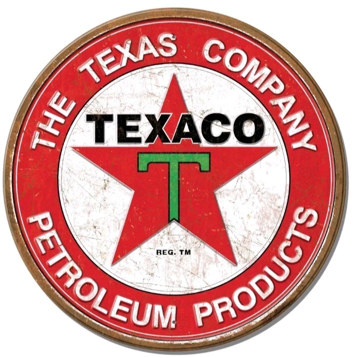 The Texas Company Petroleum Products Texaco Round Aluminum Vintage Sign 8''