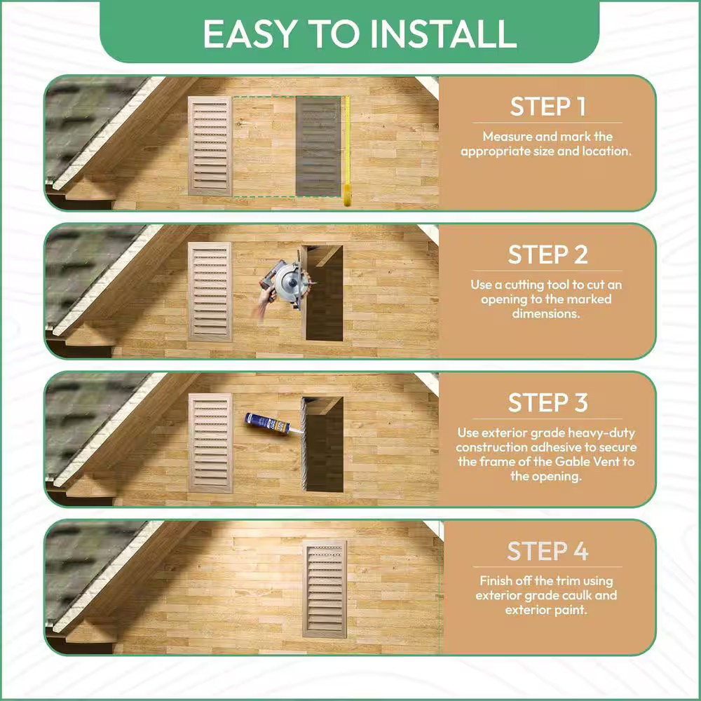 12 X 18 Wood Gable Vent Replaceable Mesh Paintable Finish Smooth Surface Ideal f