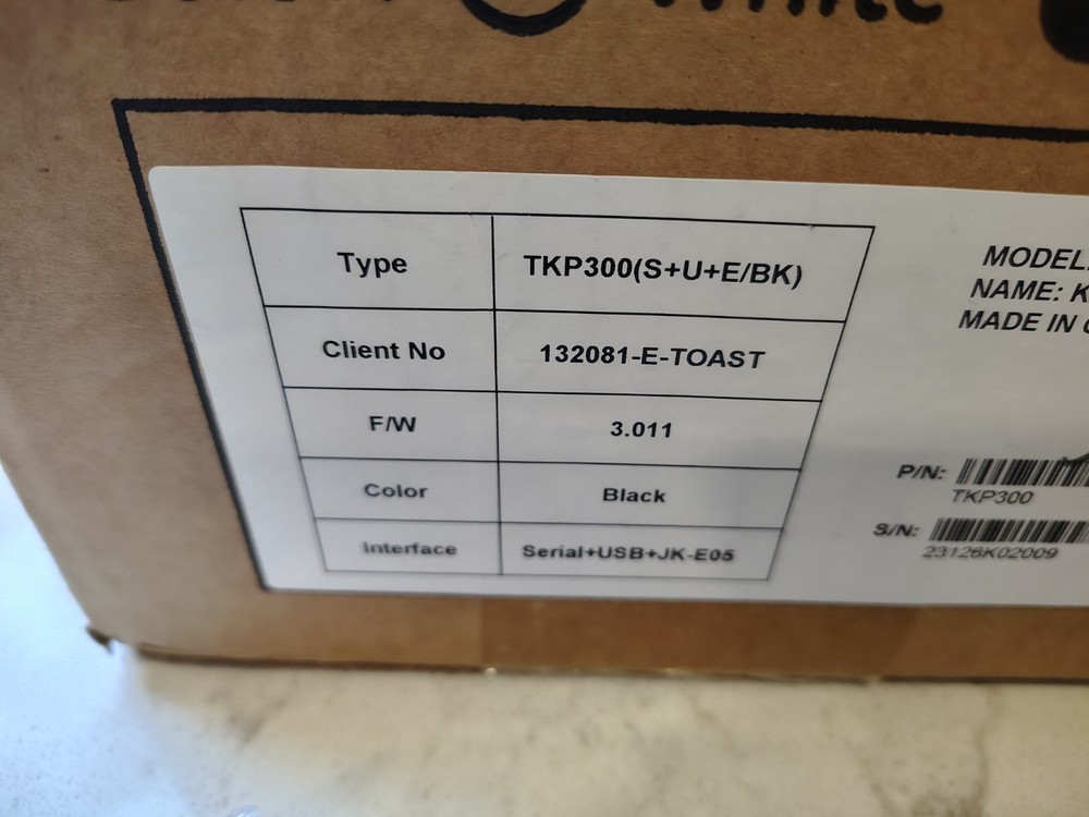 TOAST TKP300 POS Kitchen Receipt Printer Serial USB Ethernet NEW Open Box