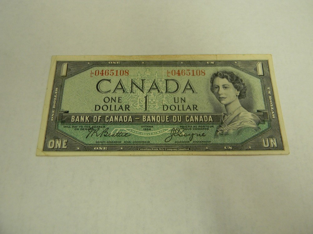 1954 Canada 1 Dollar Bill Nice