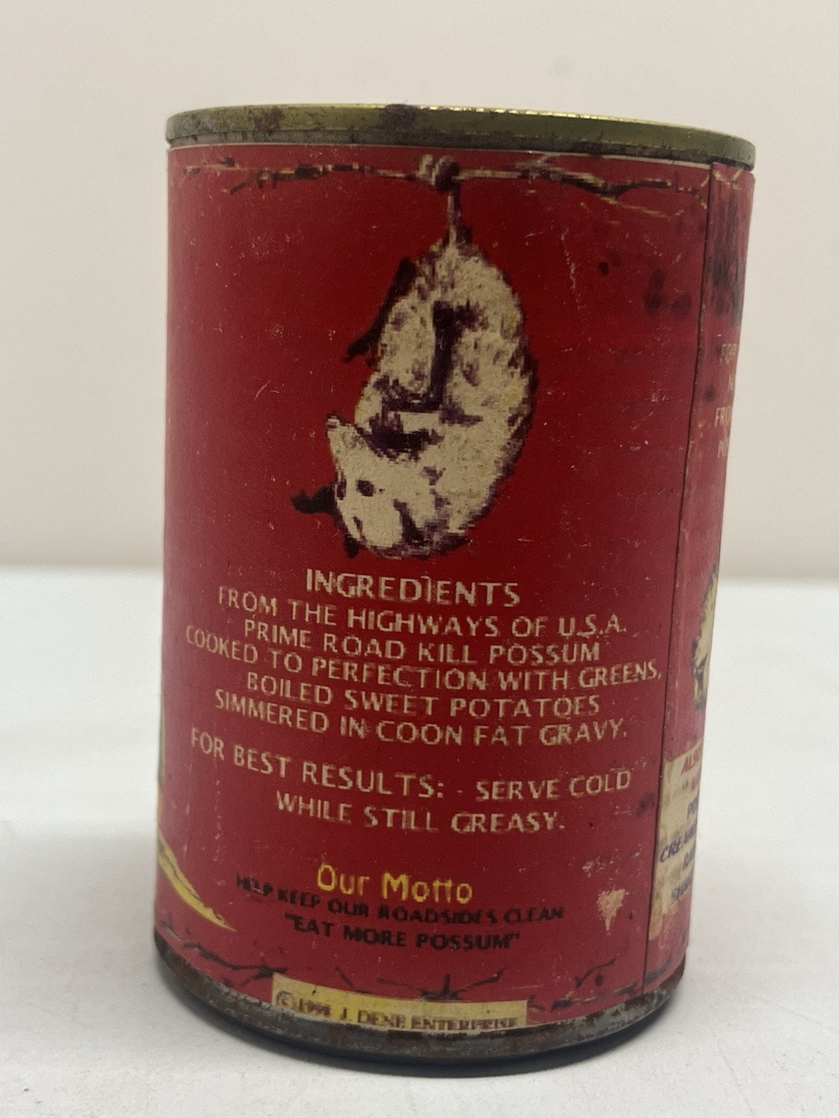 Creamed Possum in Coon Fat Gravy Gag Can Novelty Gift Used