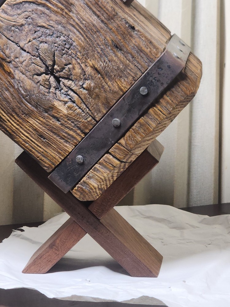 Thor's Hammer, Medieval Viking Solid Oak Head Walnut Handle With Display Stand