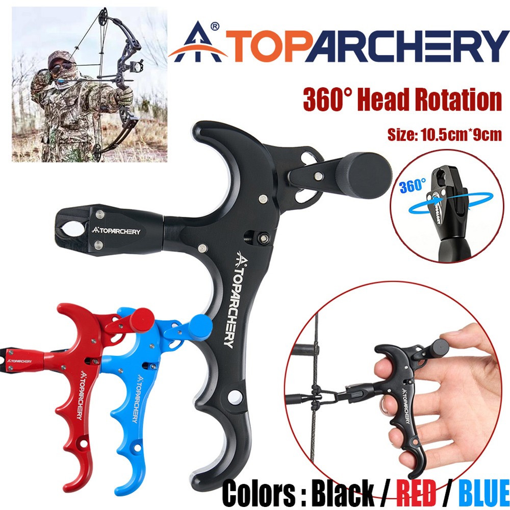 Compound Bow 360° Rotation 4 Fingers Thumb Release Aids Trigger Caliper Archery