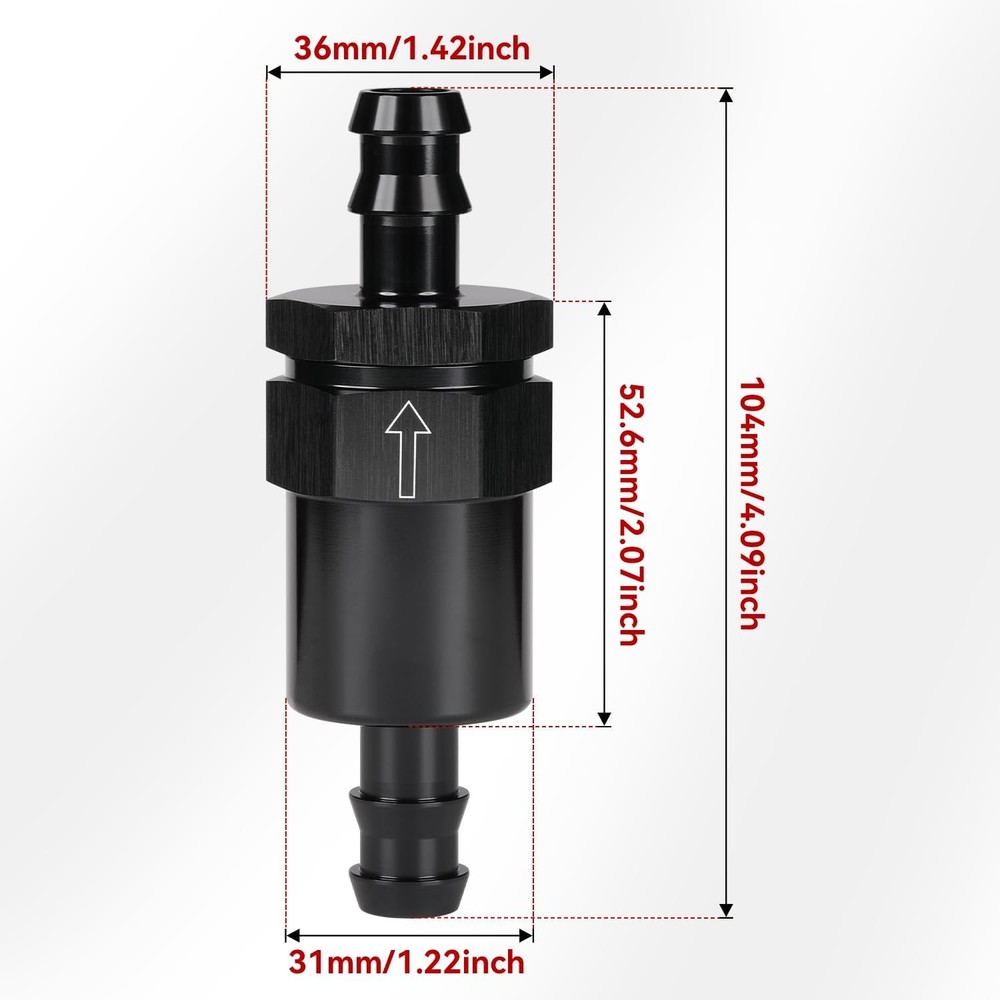 3/8" Billet Inline Fuel Filter 30 Micron Aluminum Black
