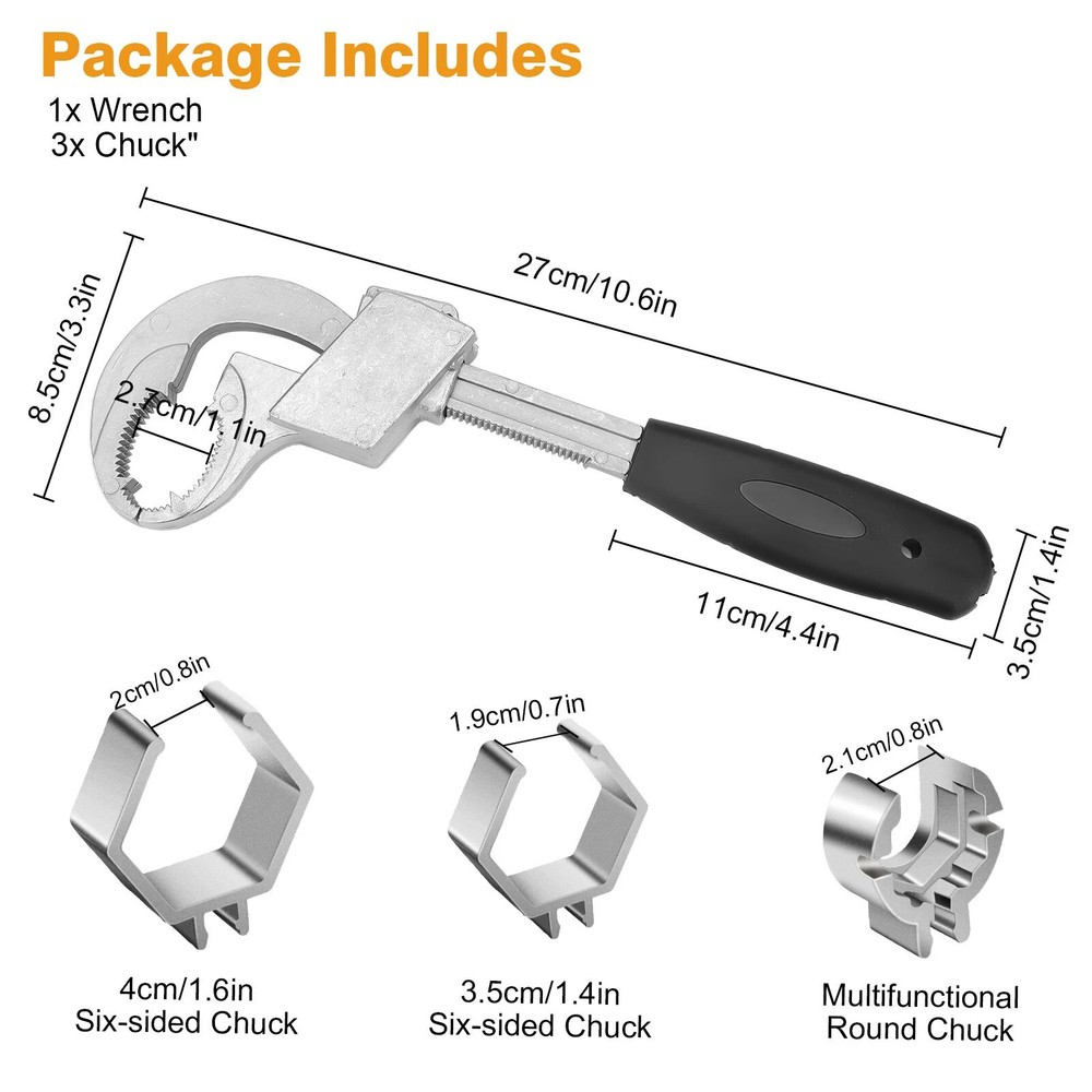 Multi-Function Adjustable Basin Wrench 27-80mm Range For Faucet Shower Repair