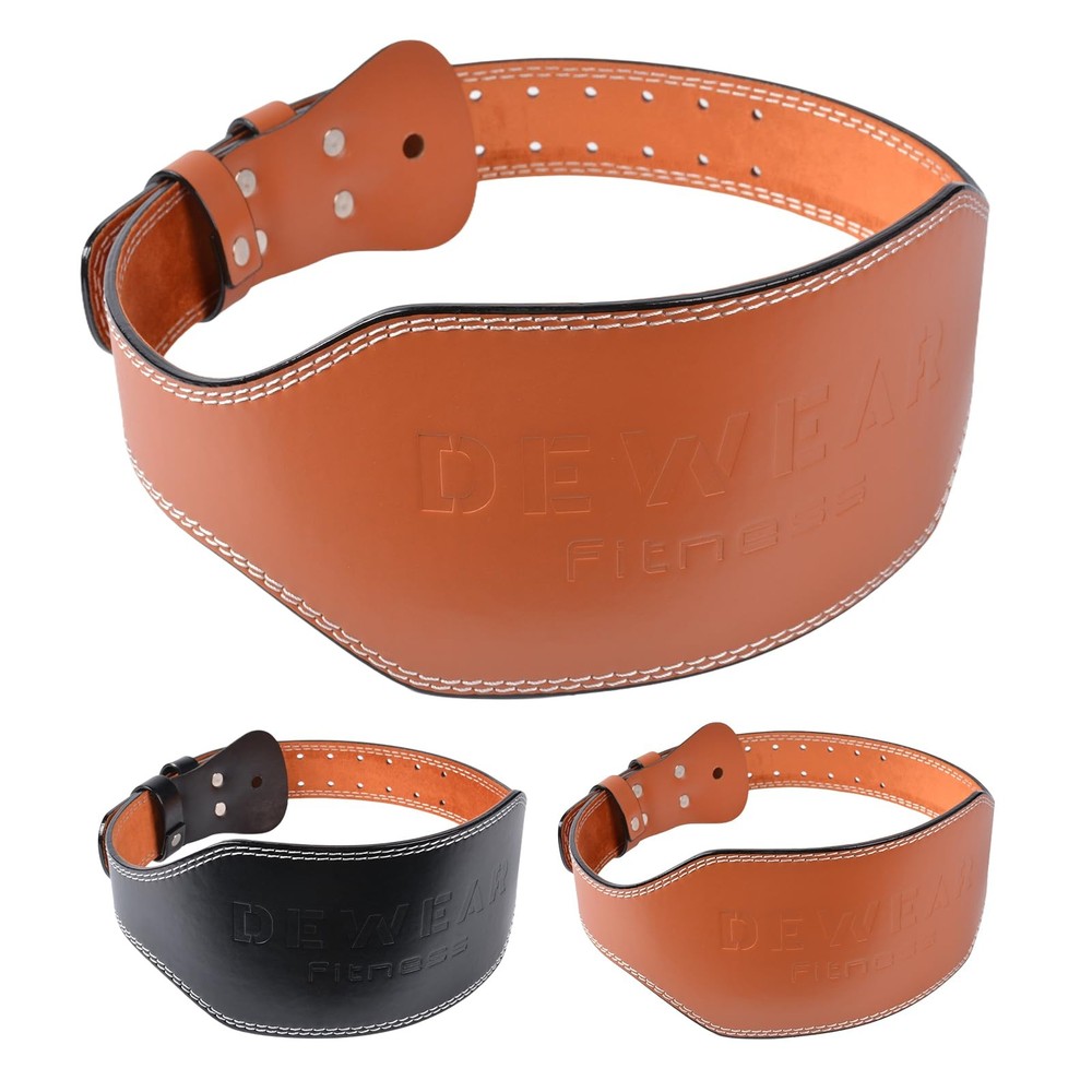 Leather Weight Lifting Belt, 4”& 6”Padded Lumbar Back Support, 10 Adjustable ...