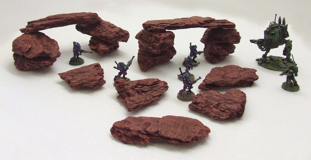 'LARGE SIZED' ROCKS - 'FULLY PAINTED' - 40K suited terrain,scenery