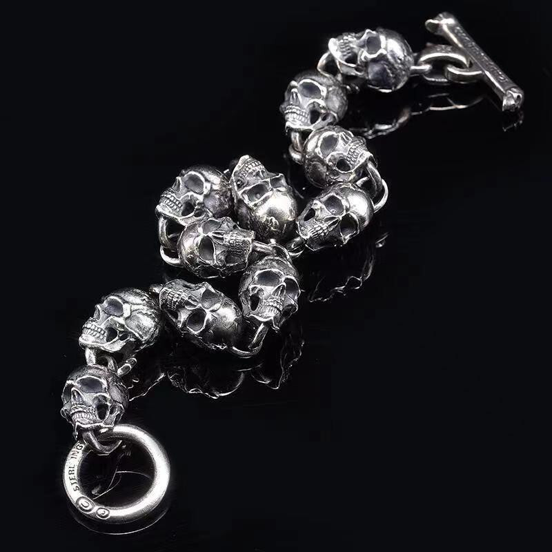 Silver Skull retro domineering style  Bracelet