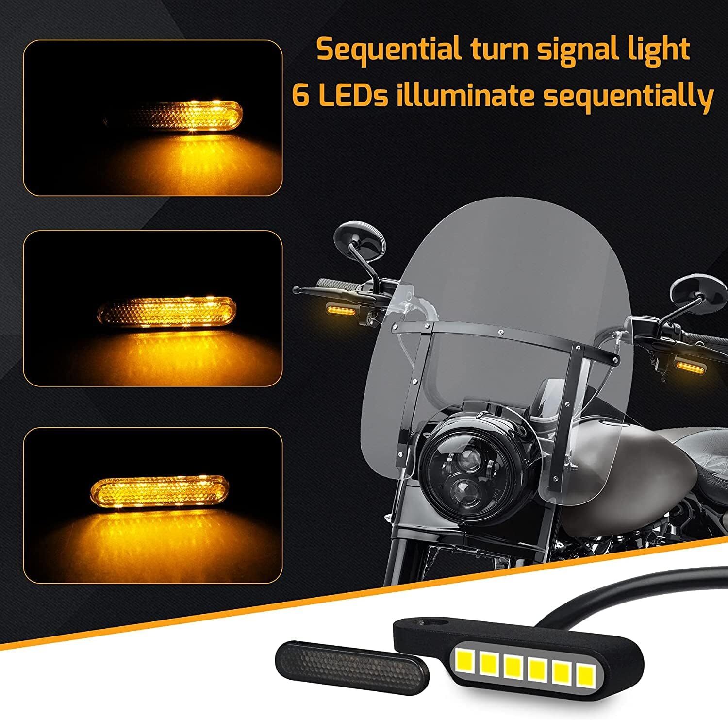 Handlebar LED Turn Signals Blinker Running Light For Harley Sportster 1200 883