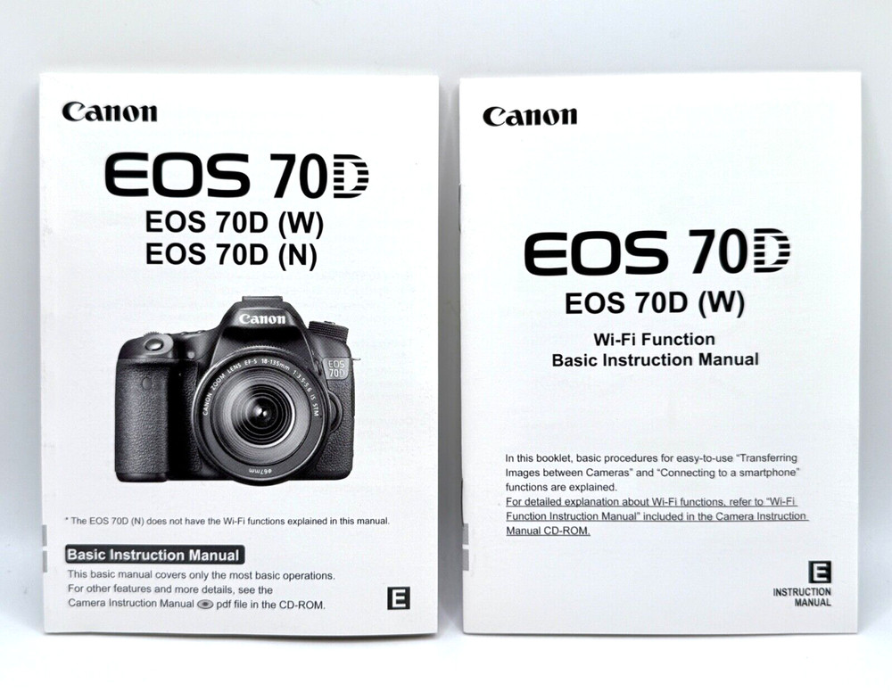 MINT 2014 Canon EOS 70D Instruction Owners Manual EOS 70D Book Inserts