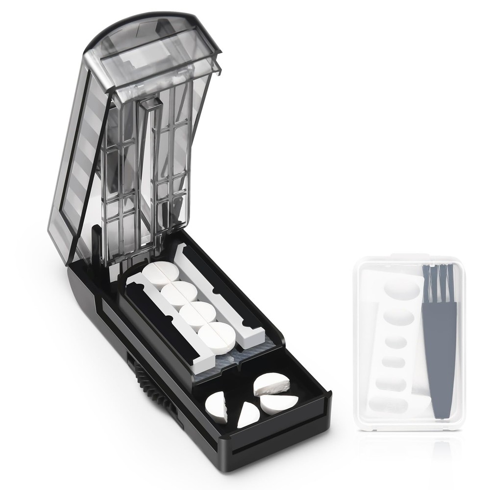 GIIYAA Multiple Pill Cutter for Small or Large Pills, Adjustable Black
