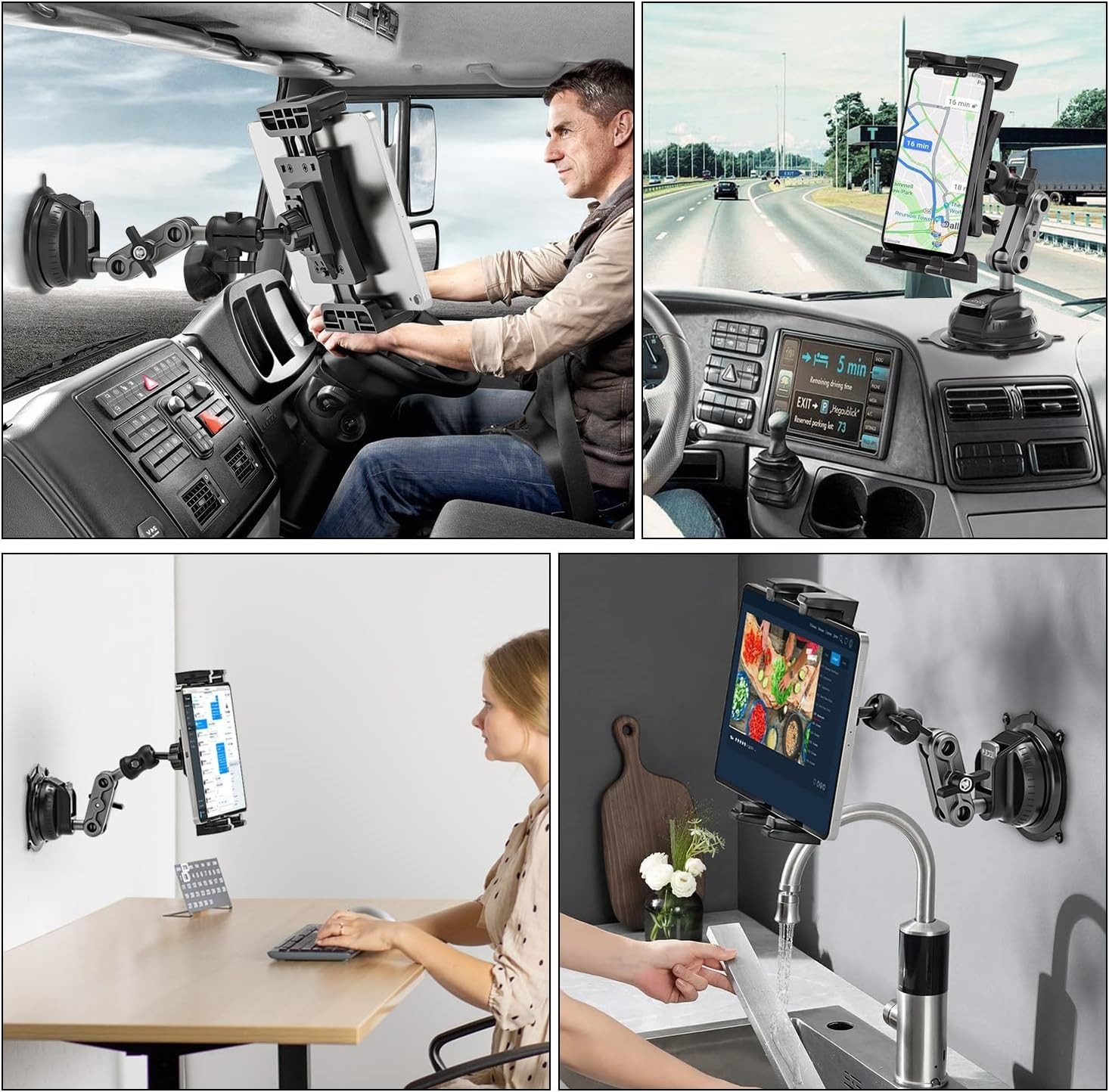 Heavy Duty Tablet Mount | Car Truck Dash/Windshield Holder for 4.7"-12.9" iPad