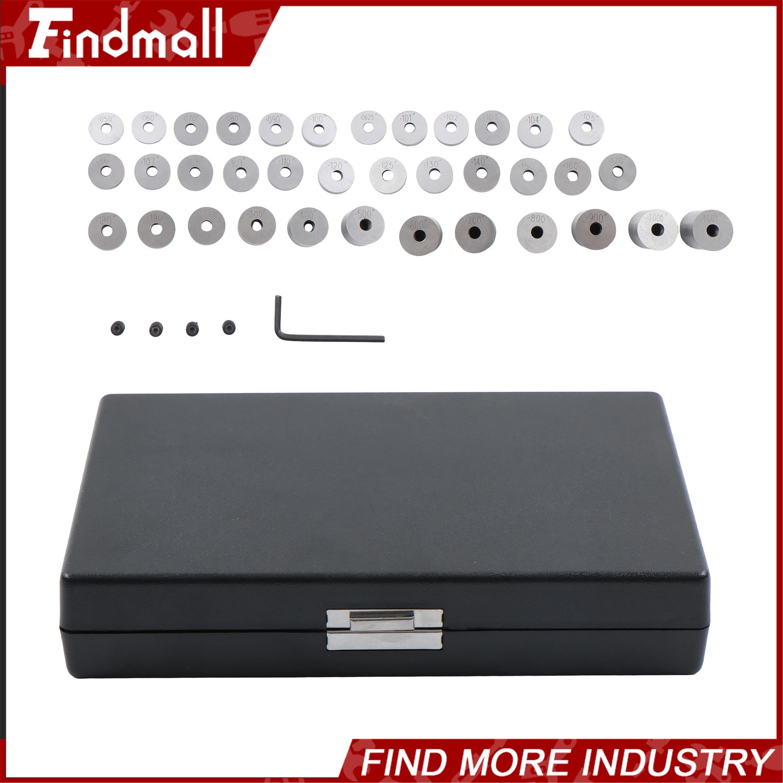 Findmall 0.050" to 1" 36 PCS Steel Round Space Gage Block Hardened Set