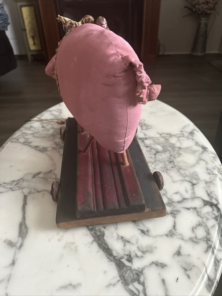 antique Pig On Wheels Pull Toy