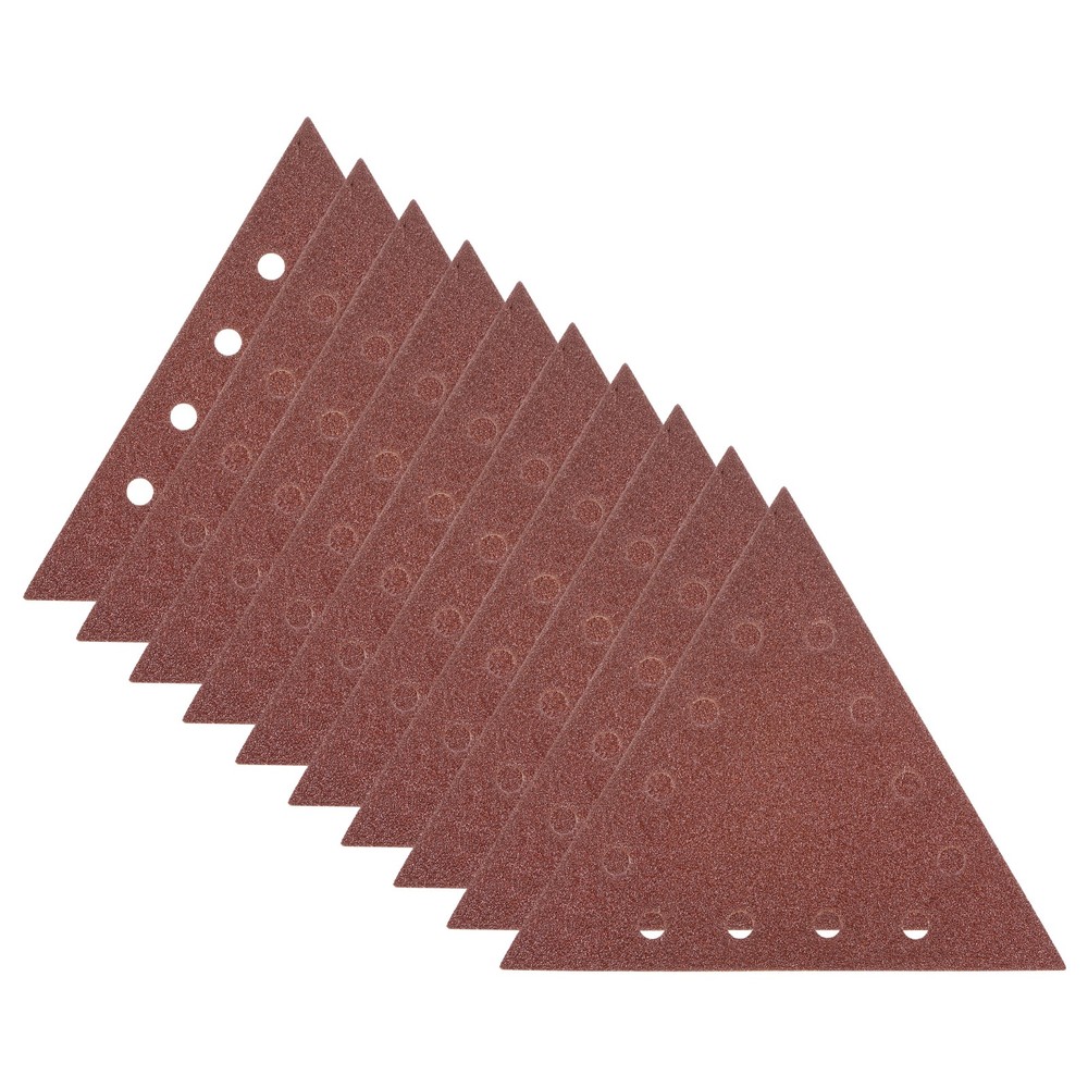 10pcs Sandpapers 40 Grit 12 Holes Hook & Loop Triangular Sanding Pad
