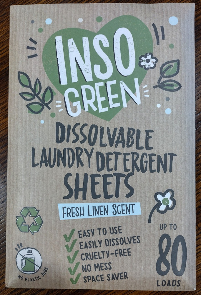 2 Pk INSO Laundry Detergent Sheets 80 Loads Laundry Sheets Detergent No Plastic