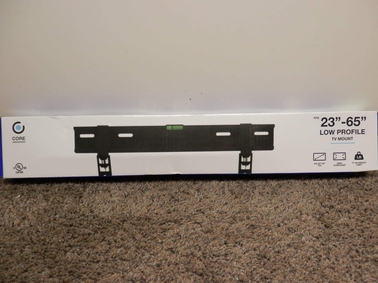 CORE INNOVATIONS LOW PROFILE TV MOUNT FITS 23 IN. TO 65 IN. TV"s wt. limit 77lbs