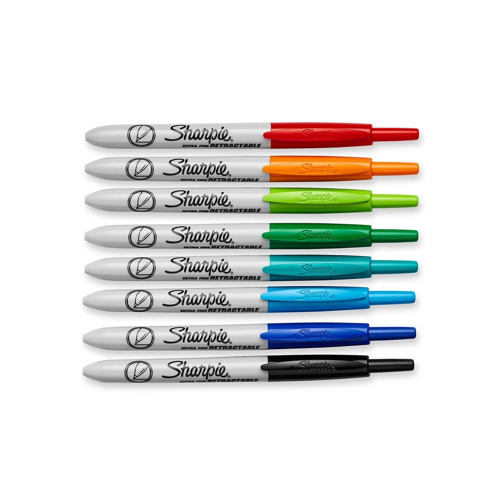Ultra Fine Point Retractable Permanent Markers, Assorted Colors, 8 Count