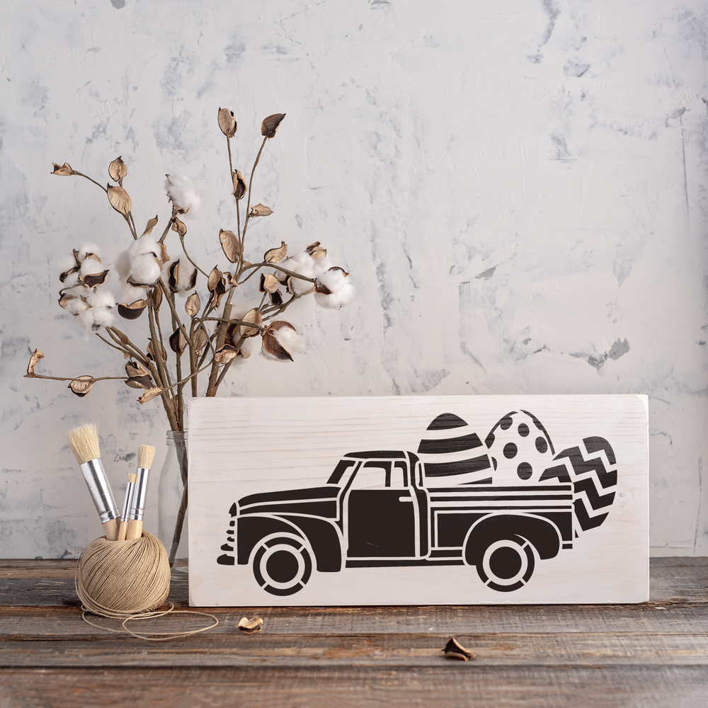 Easter Truck Stencil - Durable & Reusable Mylar Stencils