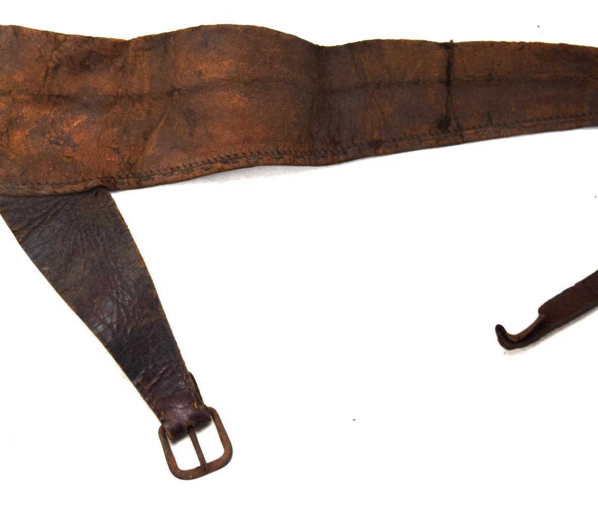 Antique Civil War Era Leather Gun Powder Shot Pouch