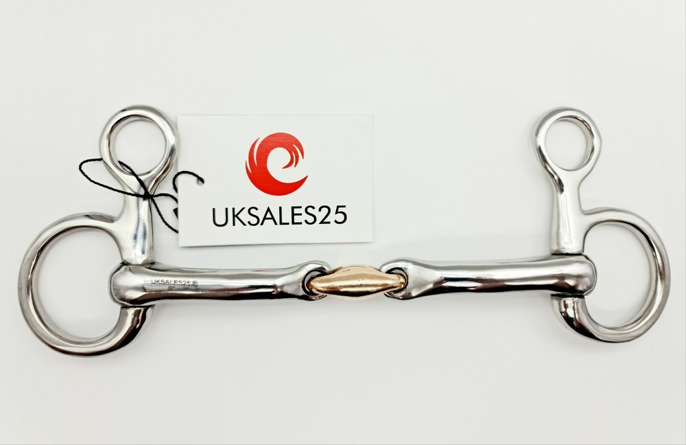 Hanging Cheek Snaffle Bit Curved 14MM SS Copper Lozenge (*SAME DAY DISPATCH*)