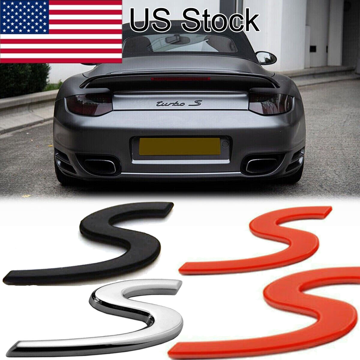 For Porsche Panamera Cayenne Macan 911 718 Red/Silver/Black S Badge Trunk Emblem