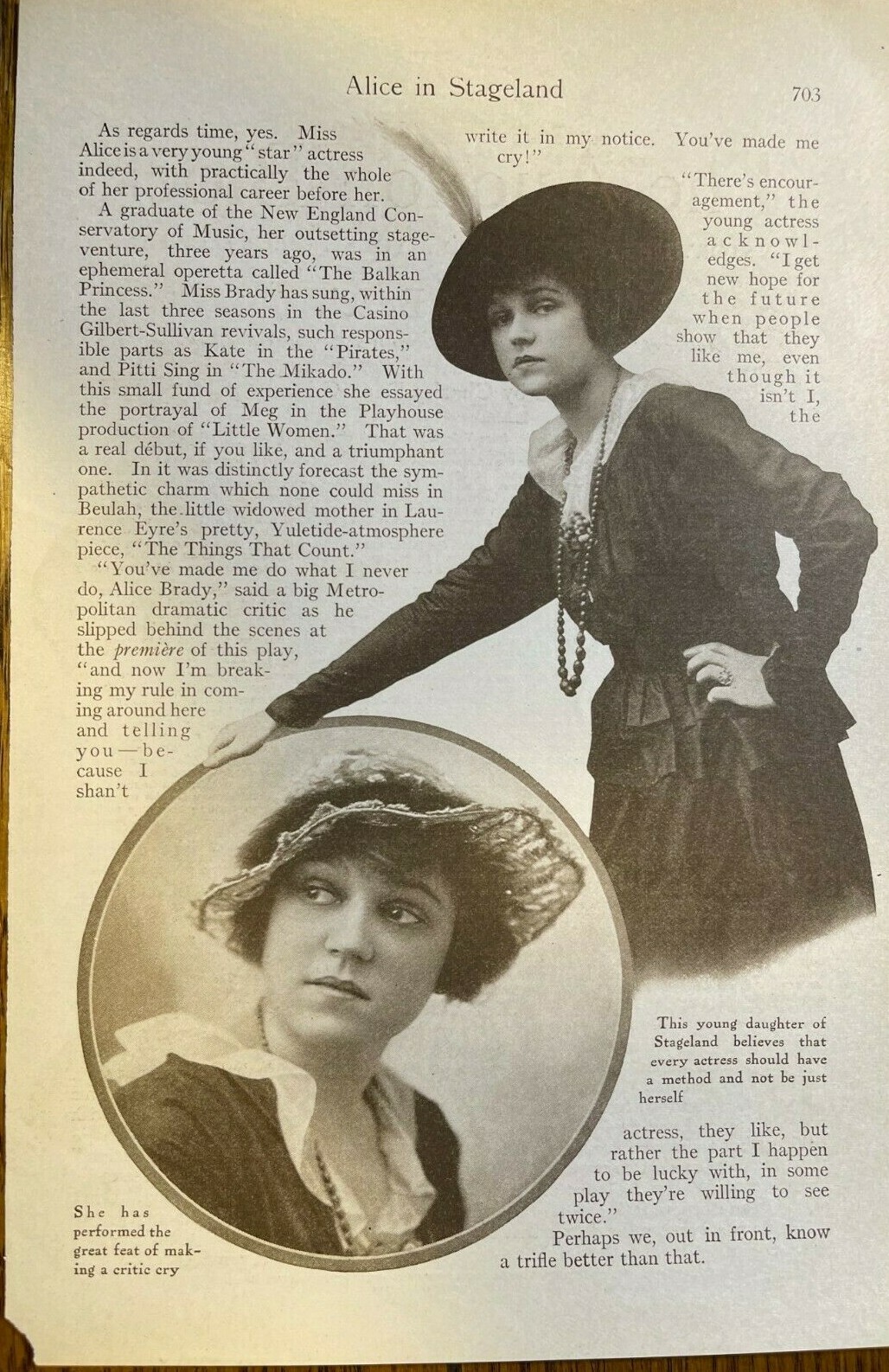 1914 Actress Alice Brady illustrated