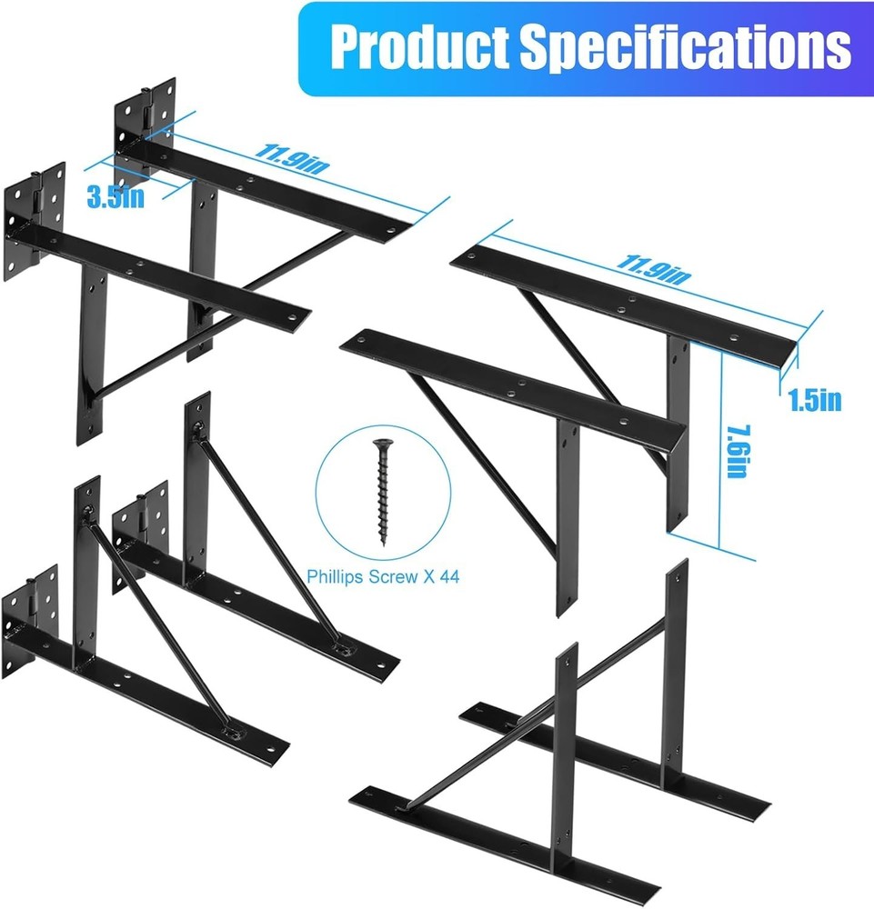 Effortless Installation No Sag Gate Kit - Heavy Duty Adjustable Hardware, 2 Sets