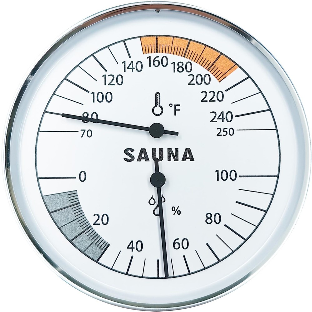 Sauna Thermometer and Hygrometer Combo – Precise Temperature & Silver