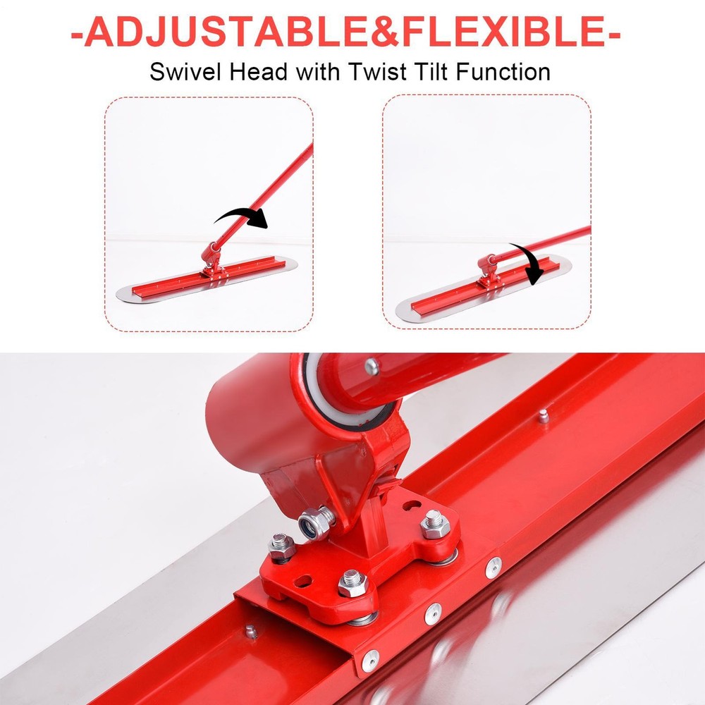 Bull Float 48"x12" Concrete Tool Trowel Float 4 Handles Round End