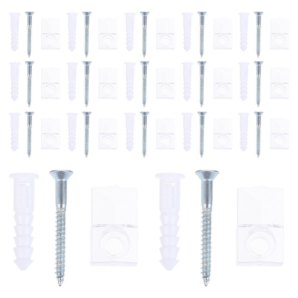 30 Sets Glass Plastic Retaining Clip Bathroom Cabinet Panel Clips