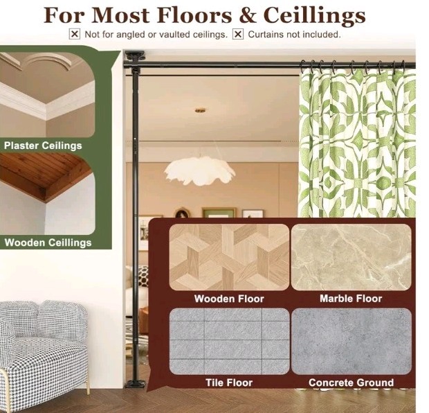 Goovilla Room Divider for Room Separation, Tension Curtain Rods No Drilling,...