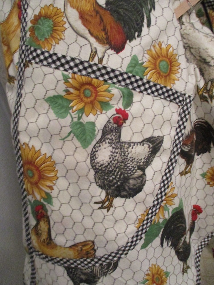HANDMADE BIB APRON CHICKENS IN THE BARN YARD
