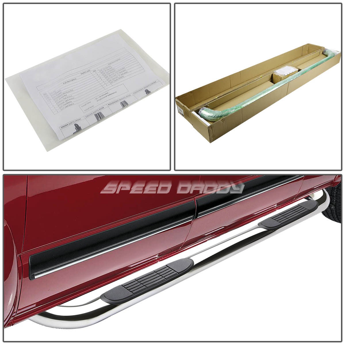 FOR 99-19 SILVERADO SIERRA EXT CAB CHROME SS 3" SIDE STEP NERF BAR RUNNING BOARD