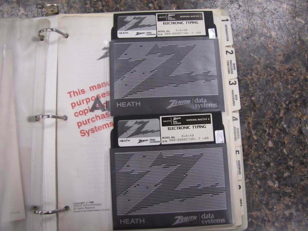 Zenith Data Systems Word Processing Electronic Typing Auto Scribe Manual w/Disks