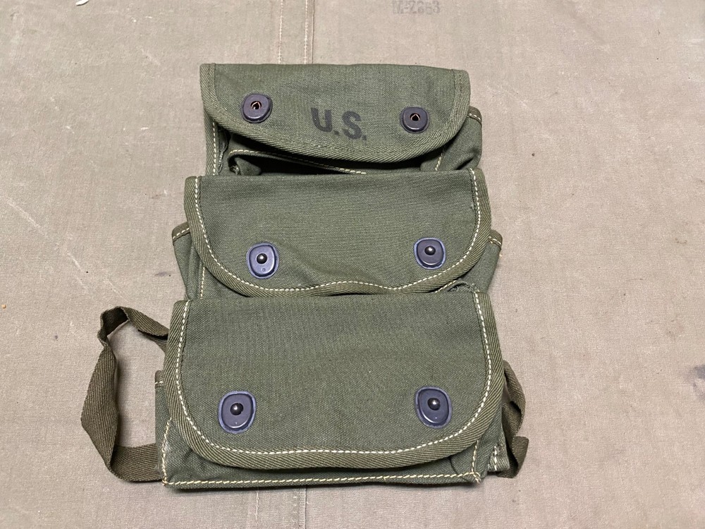 ORIGINAL WWII US ARMY M1942 3 CELL GRENADE CARRY POUCH-1945