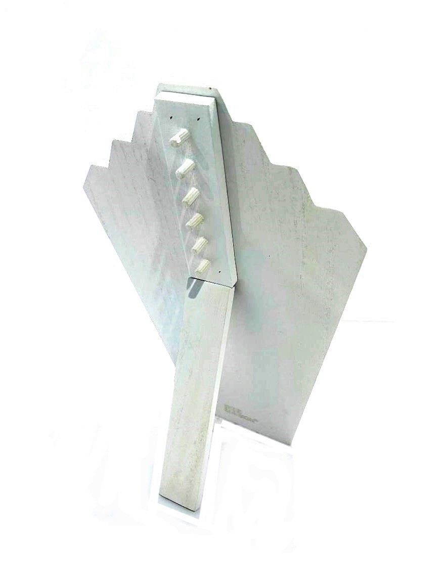 Antiqued White Wooden Necklace Chain Jewelry Display Stand 13"H x 8 1/4"