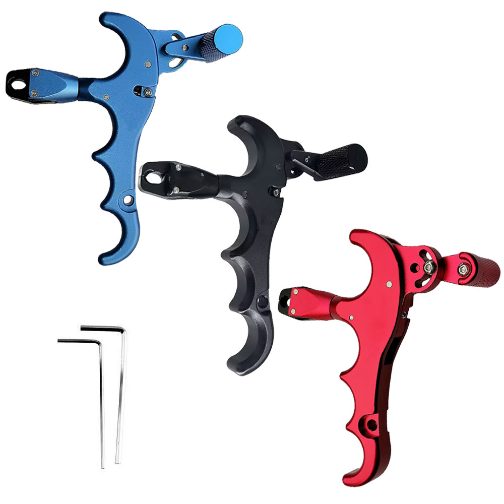 Archery 4-Finger Compound Bow Release Adjustable Can Rotate 360° Thumb Release