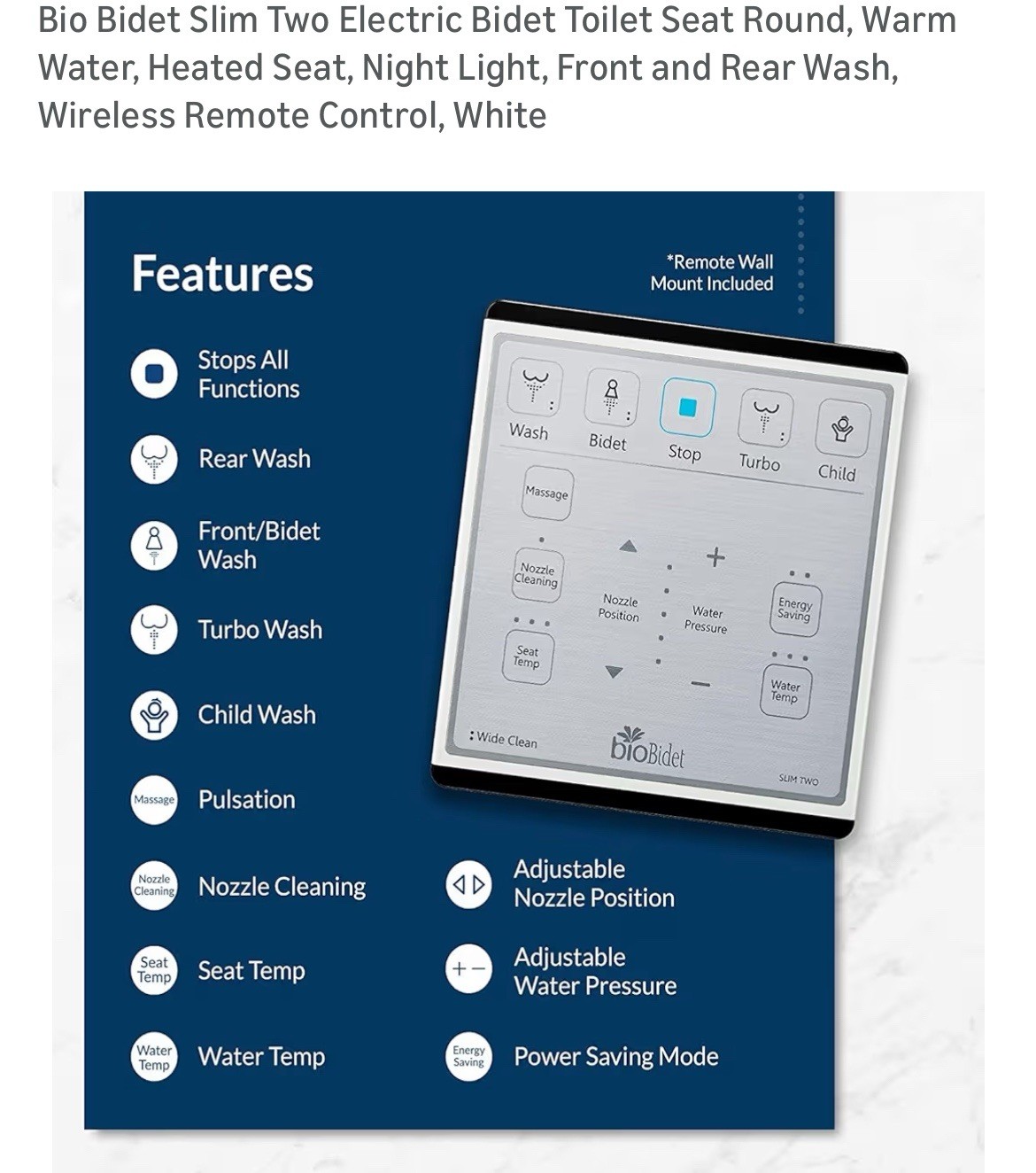 Bio Bidet Slim 2 Electric Toilet Seat in White - New - Round