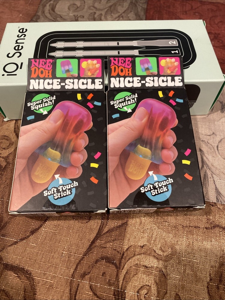 2x Authentic NeeDoh Nice-Sicle Super Solid Squishy Toy Popsicle-Rainbow Orange