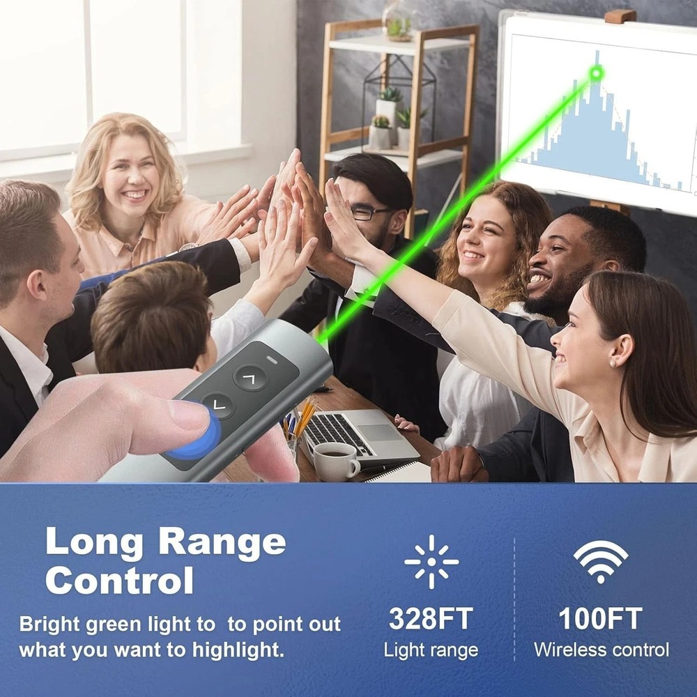 USB-C Dual Connectivity Presenter Remote for Slideshow Control and Navigation