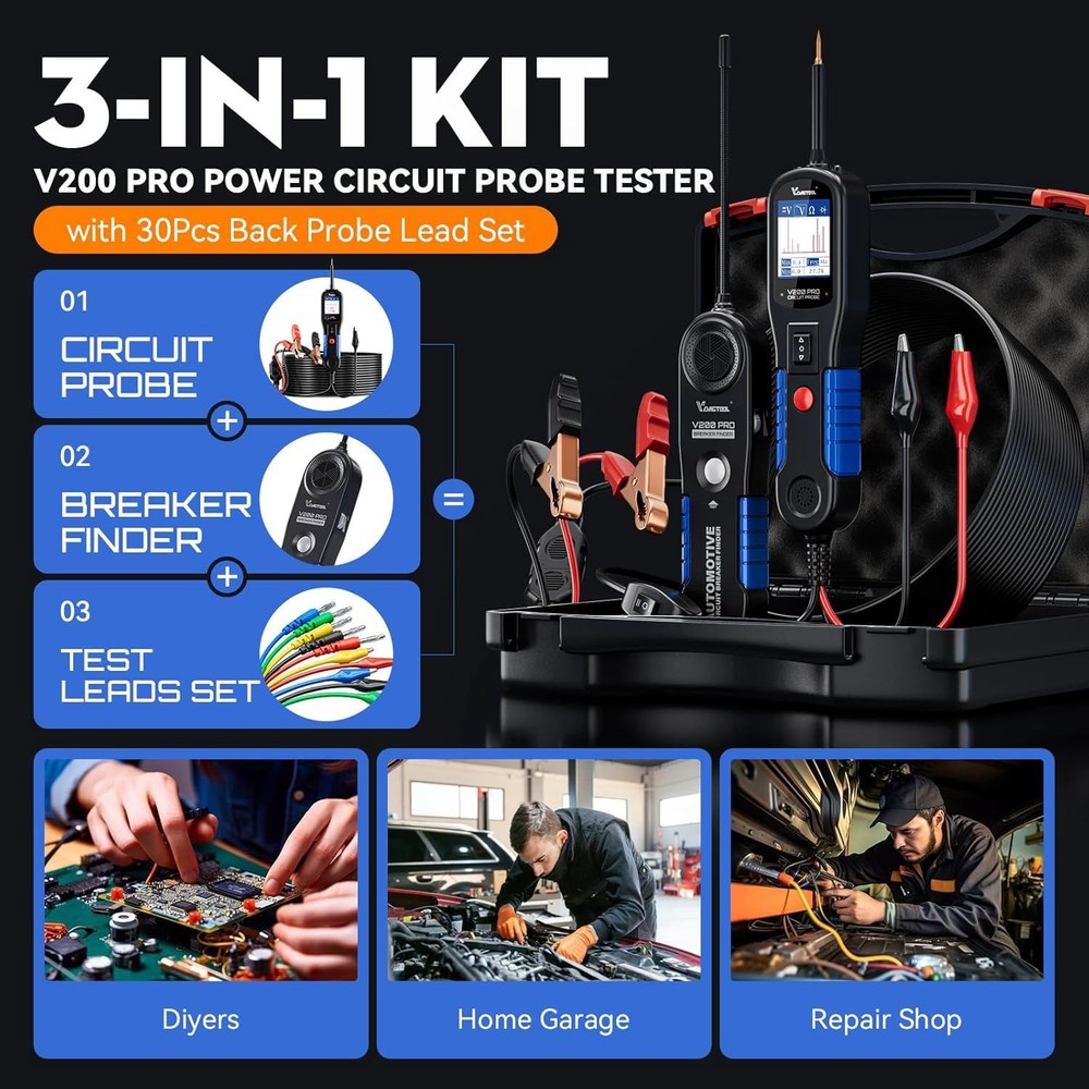 VDIAGTOOL V200PRO Kit Power Circuit Probe Tester Activating Component 30 Probe