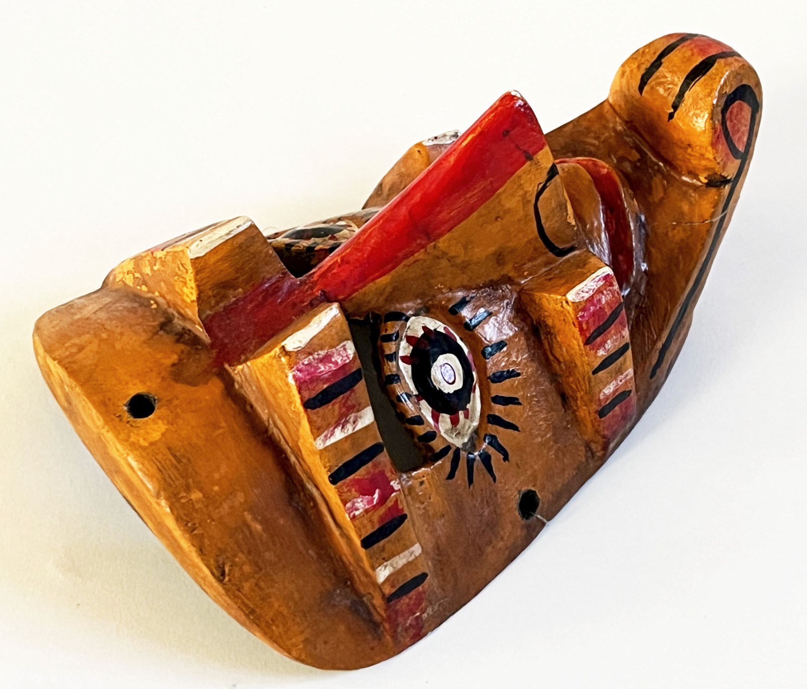 VTG MEXICAN GUERRERO FOLK ART HAND CARVED WOOD MORO CHINO CULTURAL DANCE MASK