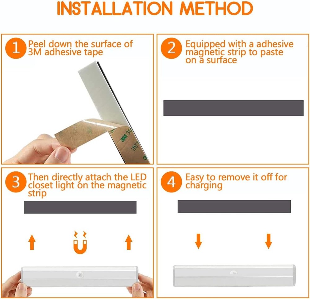6 Pack LED Motion Sensor Closet Lights – Battery & Stick-On