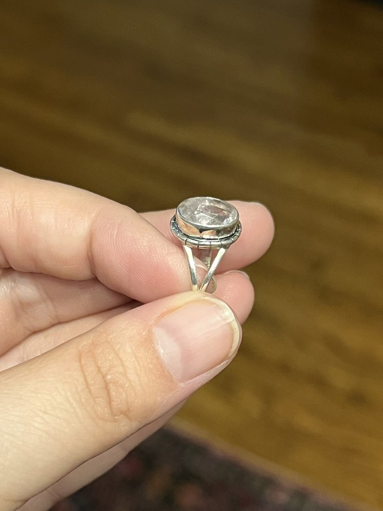 Morganite sterling silver ring size 8.75