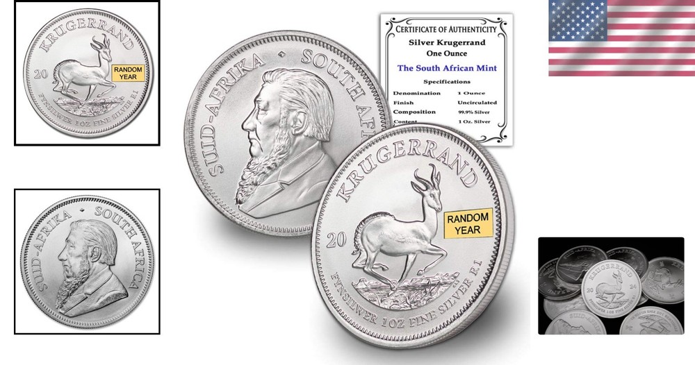 Random 1 oz Brilliant Uncirculated Silver Krugerrand - Certified Authentic