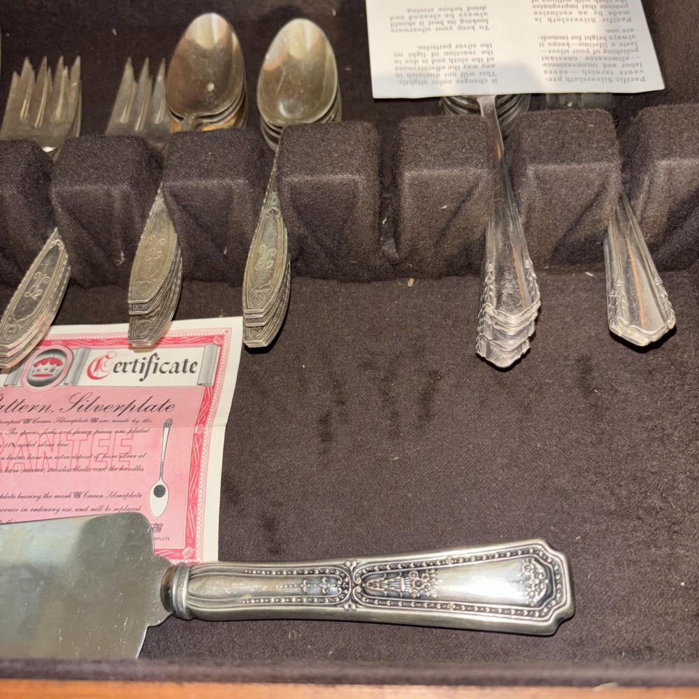 Pacific Silvercloth Anti-Tarnish Wood Flatware Storage Chest W/Drawer- Read