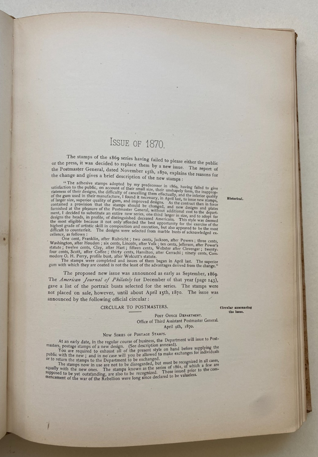 The POSTAGE STAMPS of the UNITED STATES by John N. Luff, 1st edition