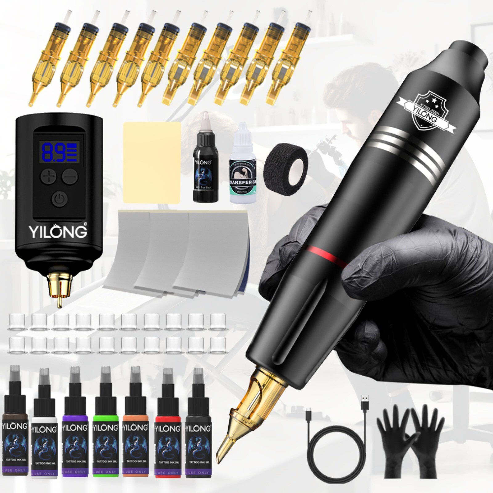 Tattoo Kit Complete for Beginners Wireless Pen Machine with Power Supply Needles