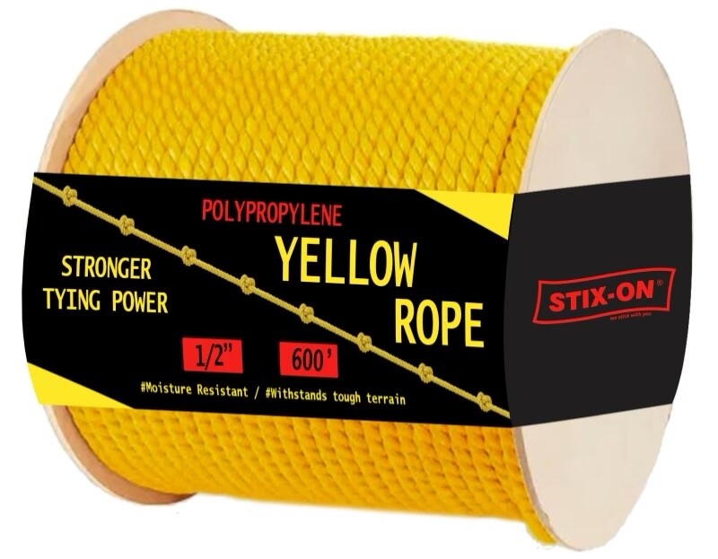 600 ft Twisted Polypropylene Rope 1/2" Yellow Poly Pro Cord